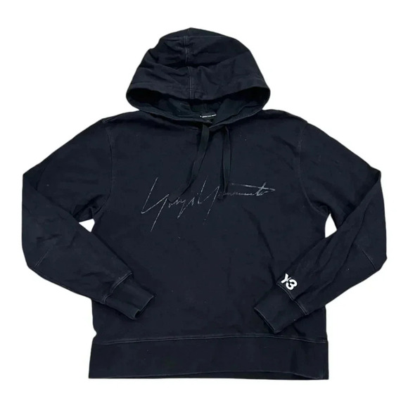 Y-3 Yohji Yamamoto Adidas Signature Logo Pullover Hoodie Black XS - Picture 3 of 6
